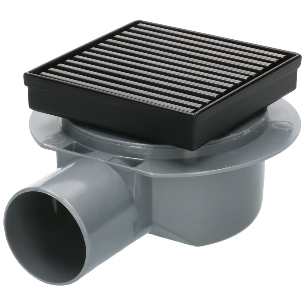 Vierkant RVS Streepjesrooster SPHERA 100 mm Zwart