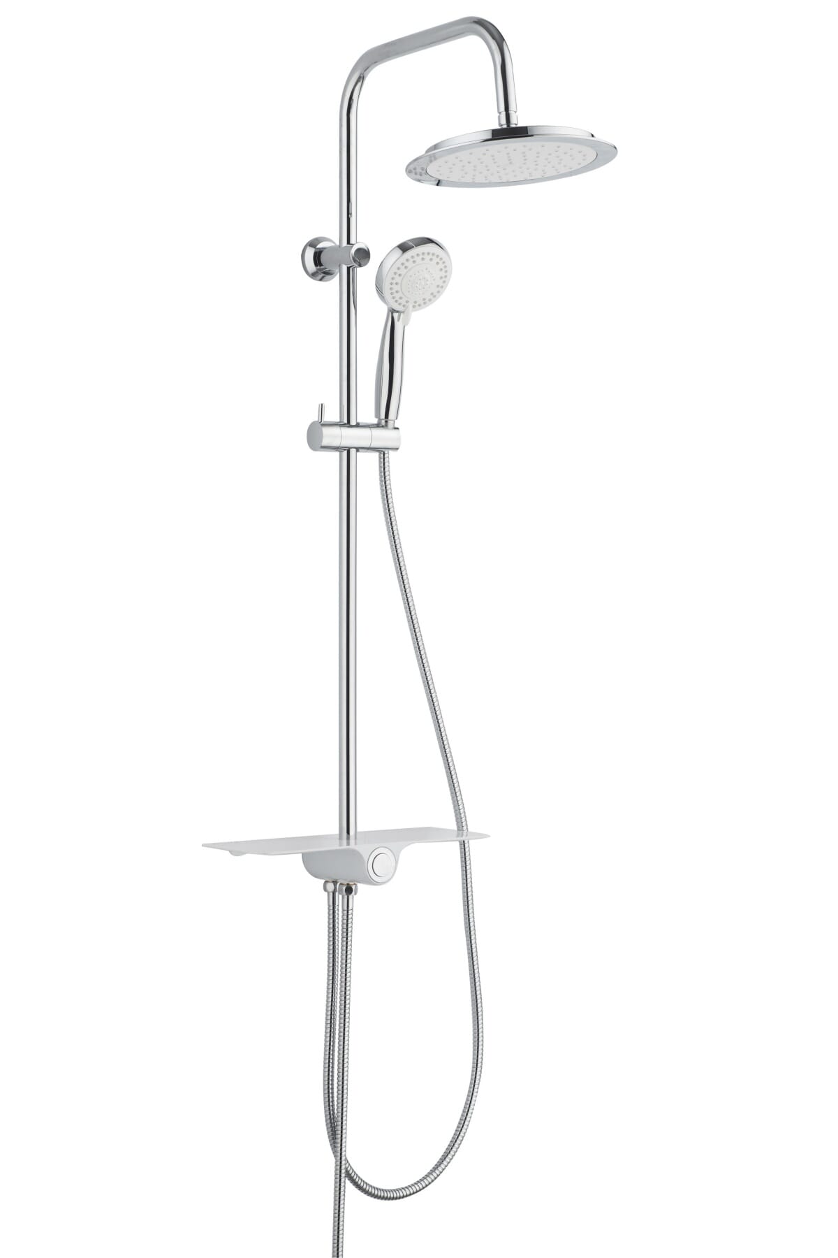 Douchesysteem met Planchet AQUASUN Rond 24cm Chroom Wit