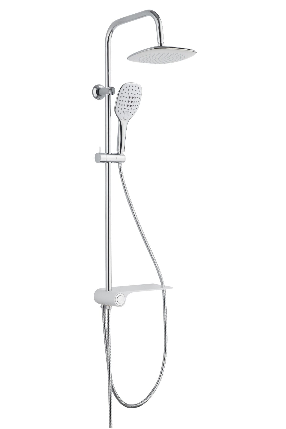 Douchesysteem met Planchet AQUASUN Chroom Wit