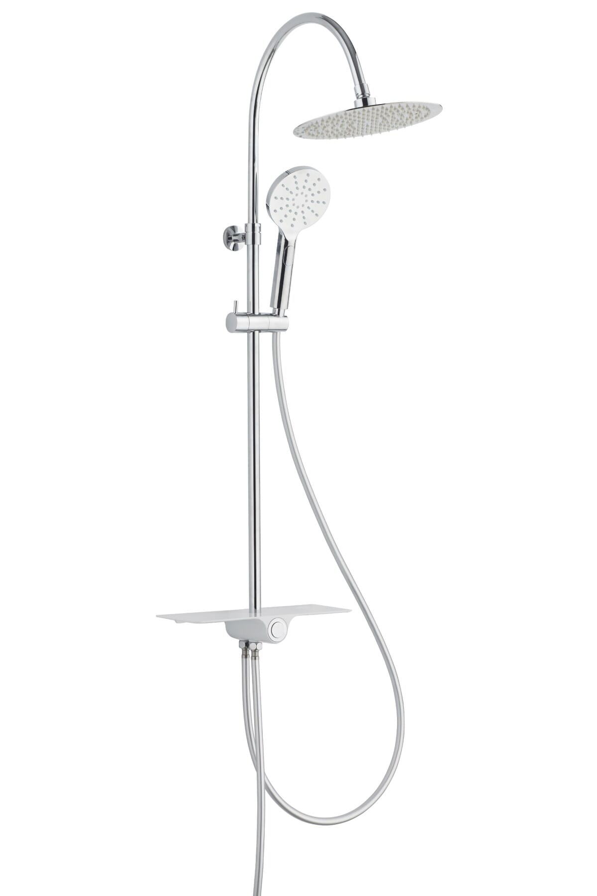 Douchesysteem met Planchet AQUASUN Rond 25cm Chroom Wit