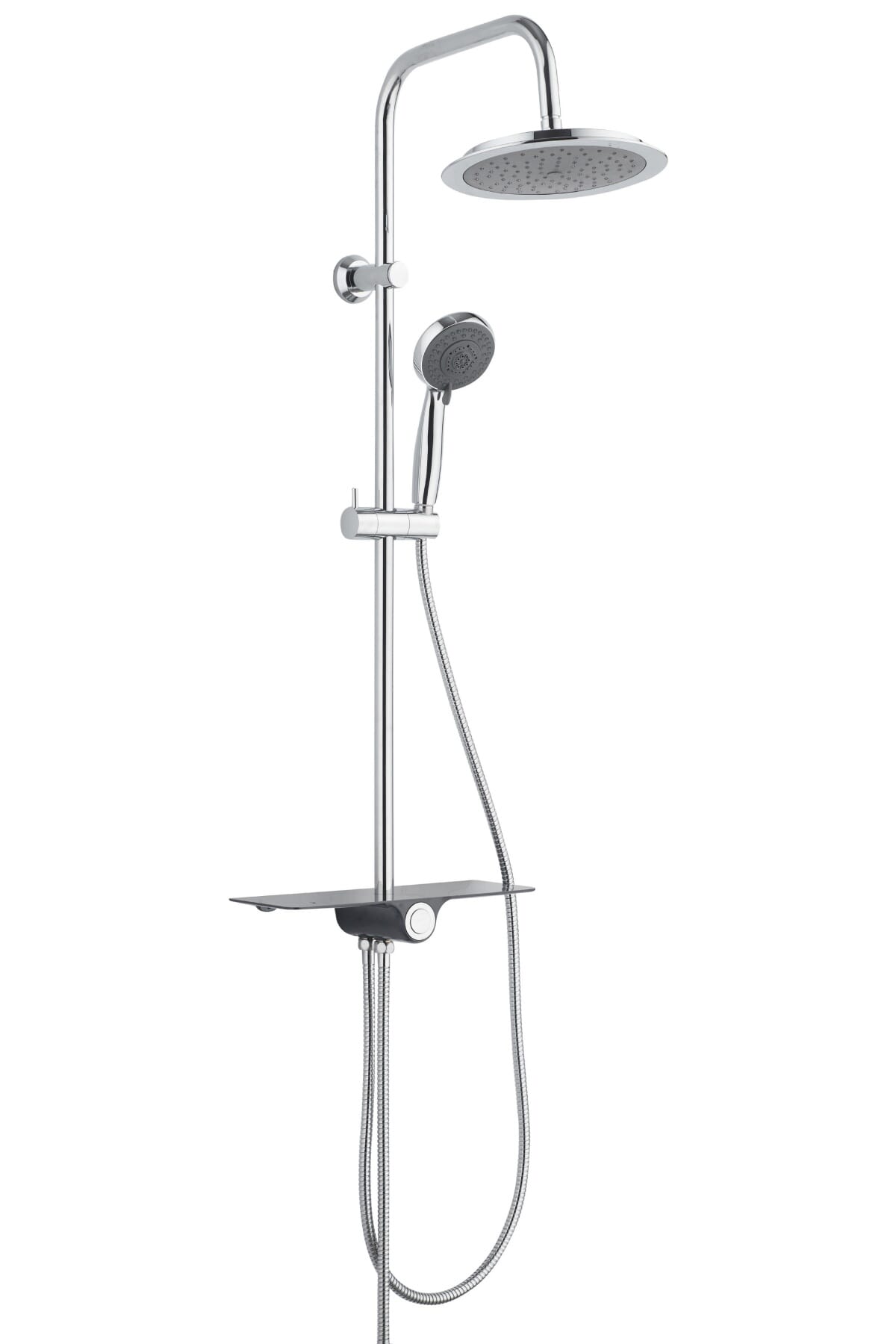Douchesysteem met Planchet AQUASUN Rond 24cm Chroom Antraciet