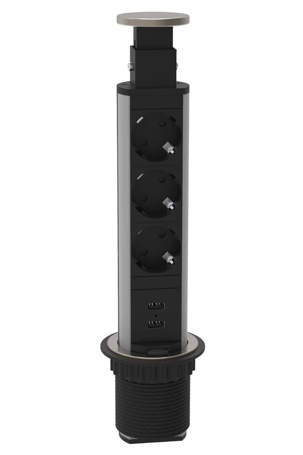 E1 Inschuifbare Tafelcontactdoosstrook; 3 x stopcontact - 2 x USB