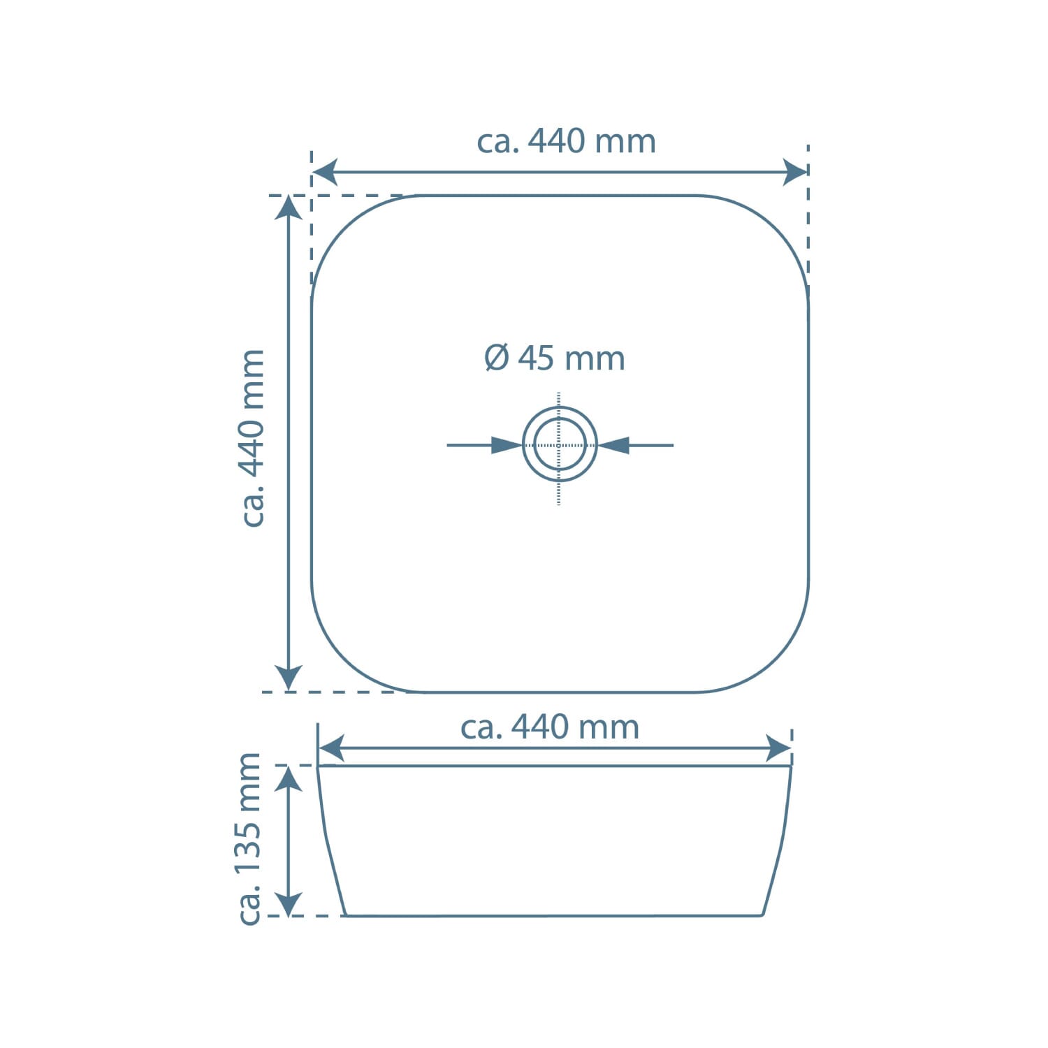 Opbouwwastafel TASSONI BOWL 44 cm